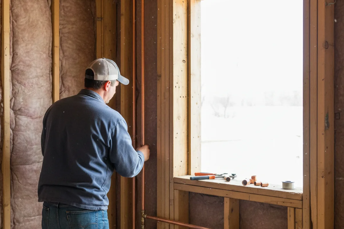 Licensed plumber running new copper supply lines in a Smithsburg home